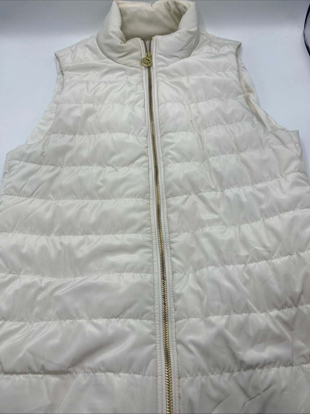 Michael Kors Womens Ivory White Puffer Quilted Vest Jacket Small Outerwear